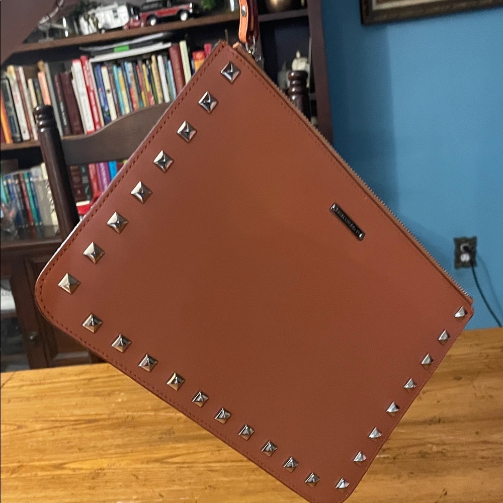 Rebecca Minkoff Coral Orange Studded Wristlet Clutch - Picture 4 of 6